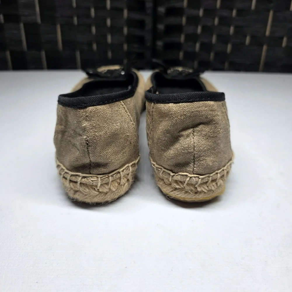 Simply Vera Vera Wang Gold Espadrille Flats Beaded Bow Ballet Shoes Womens 8